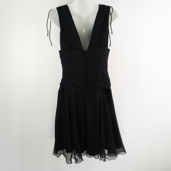 Express Black Silk Dress Fit & Flare Lined 4 - Picture 4 of 8